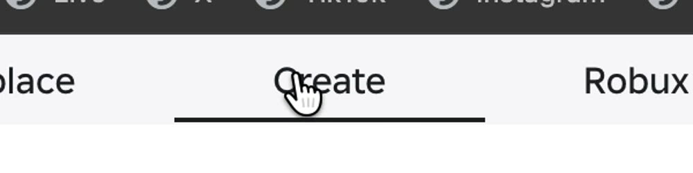 Верхнее меню roblox.com крупно: пункт Create